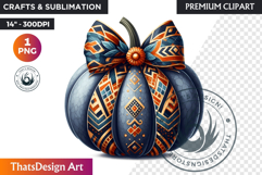 Harvest Coquette chic Pumpkin with bow, Boho autumn clipart Product Image 1