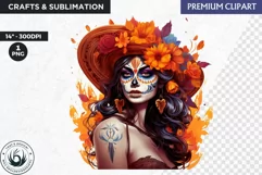 La Catrina Day of the Dead, Sugar Skull Clipart,mexican girl Product Image 1