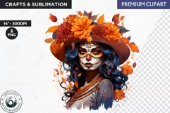 La Catrina Day of the Dead, Sugar Skull Clipart,mexican girl Product Image 1