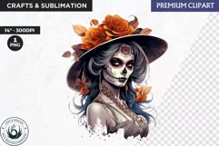 La Catrina Day of the Dead, Sugar Skull Clipart,mexican girl Product Image 1