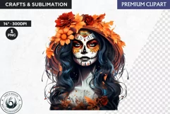 La Catrina Day of the Dead, Sugar Skull Clipart,mexican girl Product Image 1