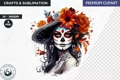 La Catrina Day of the Dead, Sugar Skull Clipart,mexican girl Product Image 1