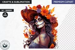 La Catrina Day of the Dead, Sugar Skull Clipart,mexican girl Product Image 1