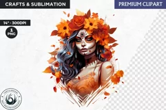 La Catrina Day of the Dead, Sugar Skull Clipart,mexican girl Product Image 1