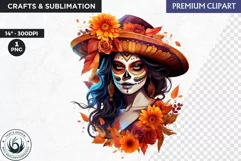 La Catrina Day of the Dead, Sugar Skull Clipart,mexican girl Product Image 1