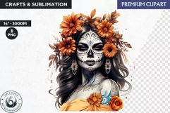 La Catrina Day of the Dead, Sugar Skull Clipart,mexican girl Product Image 1