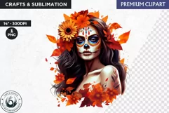 La Catrina Day of the Dead, Sugar Skull Clipart,mexican girl Product Image 1