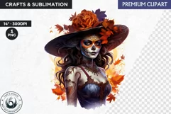 La Catrina Day of the Dead, Sugar Skull Clipart,mexican girl Product Image 1