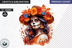 La Catrina Day of the Dead, Sugar Skull Clipart,mexican girl Product Image 1