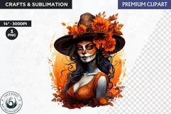 La Catrina Day of the Dead, Sugar Skull Clipart,mexican girl Product Image 1