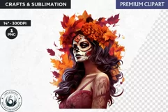 La Catrina Day of the Dead, Sugar Skull Clipart,mexican girl Product Image 1