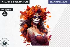 La Catrina Day of the Dead, Sugar Skull Clipart,mexican girl Product Image 1