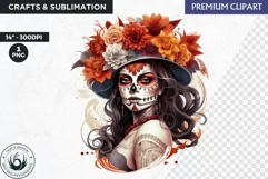 La Catrina Day of the Dead, Sugar Skull Clipart,mexican girl Product Image 1