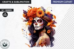 La Catrina Day of the Dead, Sugar Skull Clipart,mexican girl Product Image 1