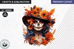 La Catrina Day of the Dead, Sugar Skull Clipart,mexican girl Product Image 1