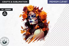La Catrina Day of the Dead, Sugar Skull Clipart,mexican girl Product Image 1