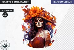 La Catrina Day of the Dead, Sugar Skull Clipart,mexican girl Product Image 1