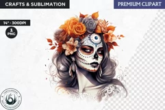 La Catrina Day of the Dead, Sugar Skull Clipart,mexican girl Product Image 1