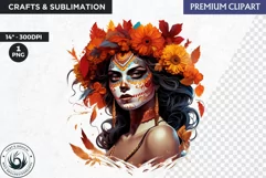La Catrina Day of the Dead, Sugar Skull Clipart,mexican girl Product Image 1