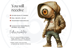 Cute Little Monsters PNG Set, Halloween clipart sublimation Product Image 2