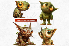 Cute Little Monsters PNG Set, Halloween clipart sublimation Product Image 4