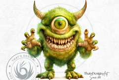 Cute Little Monsters PNG Set, Halloween clipart sublimation Product Image 5