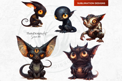Cute Little Monsters PNG Set, Halloween clipart sublimation Product Image 9