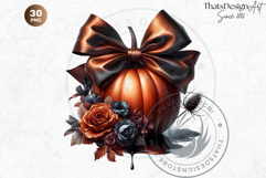 Luxurious Coquette Pumpkins PNG set, Chic Fall Decor Clipart Product Image 10