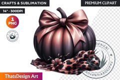Luxurious Coquette Pumpkin bow PNG, Chic Fall Decor Clipart Product Image 1