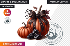 Luxurious Coquette Pumpkins bow PNG, Chic Fall Decor Clipart Product Image 1