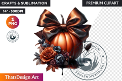 Luxurious Coquette Pumpkin bow PNG, Chic Fall Decor Clipart Product Image 1