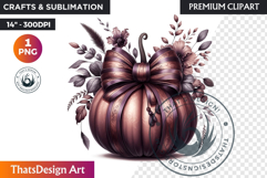 Luxurious Coquette Pumpkin bow PNG, Chic Fall Decor Clipart Product Image 1