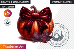 Luxurious Coquette Pumpkin bow PNG, Chic Fall Decor Clipart Product Image 1