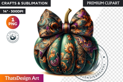 Luxurious Coquette Pumpkin bow PNG, Chic Fall Decor Clipart Product Image 1