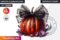 Luxurious Coquette Pumpkin bow PNG, Chic Fall Decor Clipart Product Image 1