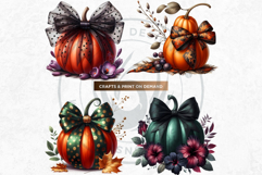 Luxurious Coquette Pumpkins PNG set, Chic Fall Decor Clipart Product Image 8