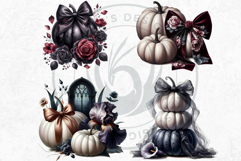 Luxurious Coquette Pumpkins PNG set, Chic Fall Decor Clipart Product Image 9