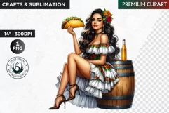 Mexican Girl Clipart, Cinco de mayo,Mexican festival clipart Product Image 1