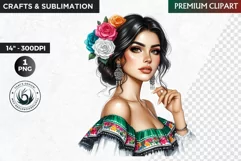 Mexican Girl Clipart, Cinco de mayo,Mexican festival clipart Product Image 1