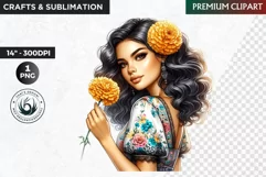 Mexican Girl Clipart, Cinco de mayo,Mexican festival clipart Product Image 1