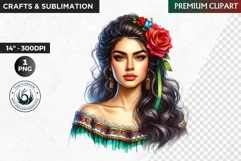 Mexican Girl Clipart, Cinco de mayo,Mexican festival clipart Product Image 1