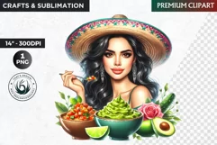Mexican Girl Clipart, Cinco de mayo,Mexican festival clipart Product Image 1