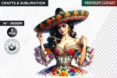 Mexican Girl Clipart, Cinco de mayo,Mexican festival clipart Product Image 1