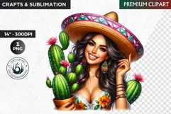 Mexican Girl Clipart, Cinco de mayo,Mexican festival clipart Product Image 1