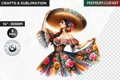 Mexican Girl Clipart, Cinco de mayo,Mexican festival clipart Product Image 1