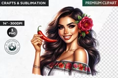 Mexican Girl Clipart, Cinco de mayo,Mexican festival clipart Product Image 1