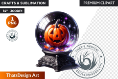 Midnight Magic Halloween Pumpkin PNG, Spooky Jack O Lantern Product Image 1