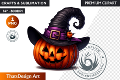 Midnight Magic Halloween Pumpkin PNG, Spooky Jack O Lantern Product Image 1