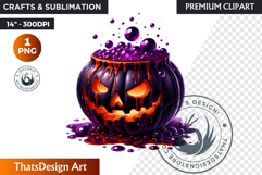 Midnight Magic Halloween Pumpkin PNG, Spooky Jack O Lantern Product Image 1