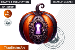 Midnight Magic Halloween Pumpkin PNG, Spooky Jack O Lantern Product Image 1